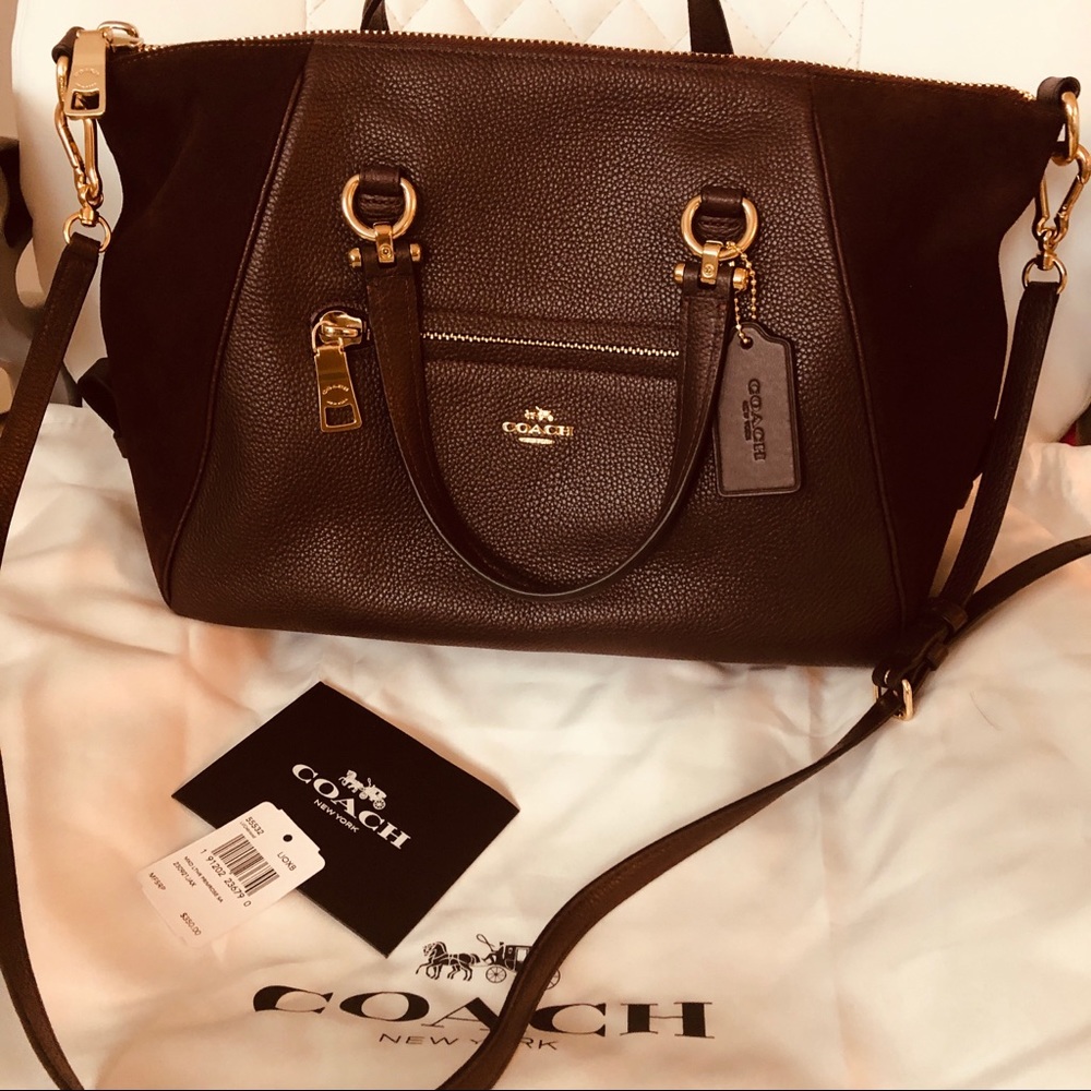 NWT**Coach Prairie Satchel in leather & suede